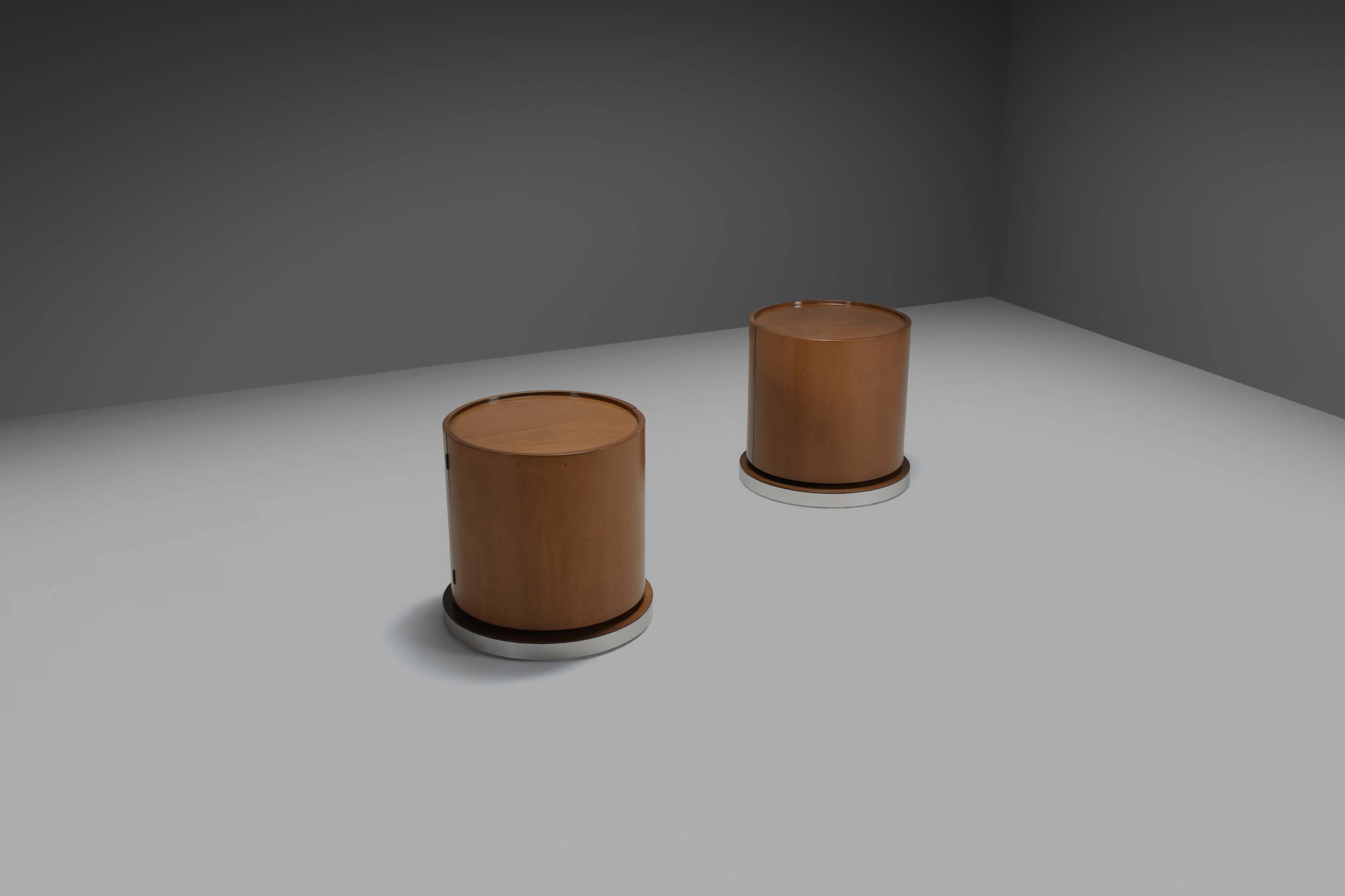 Set of Round Wooden Dry Bars by Mario Sabot, Italy 1970s