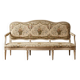 Louis XV style canapé in carved natural wood and floral upholstery.