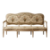 Louis XV style canapé in carved natural wood and floral upholstery.