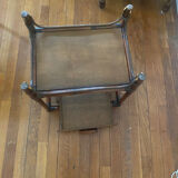 Ensemble bureau et chaise et table gigogne rotin