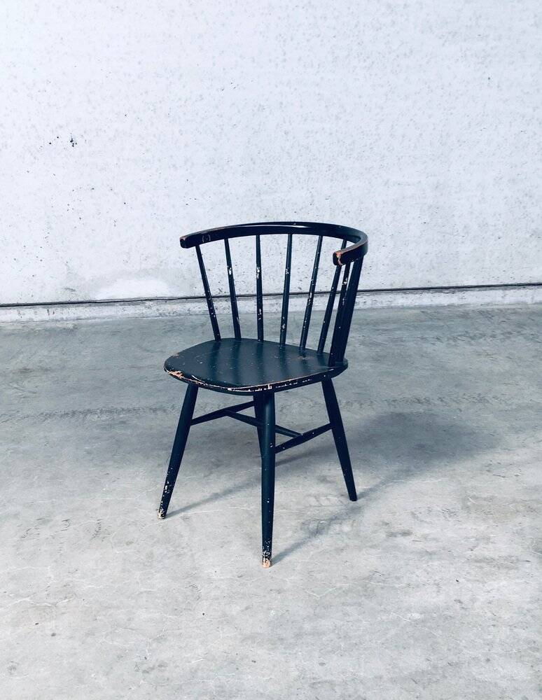 Mid-Century Scandinavian Design Curved Spindle Back Side Chair, Denmark, 1960s