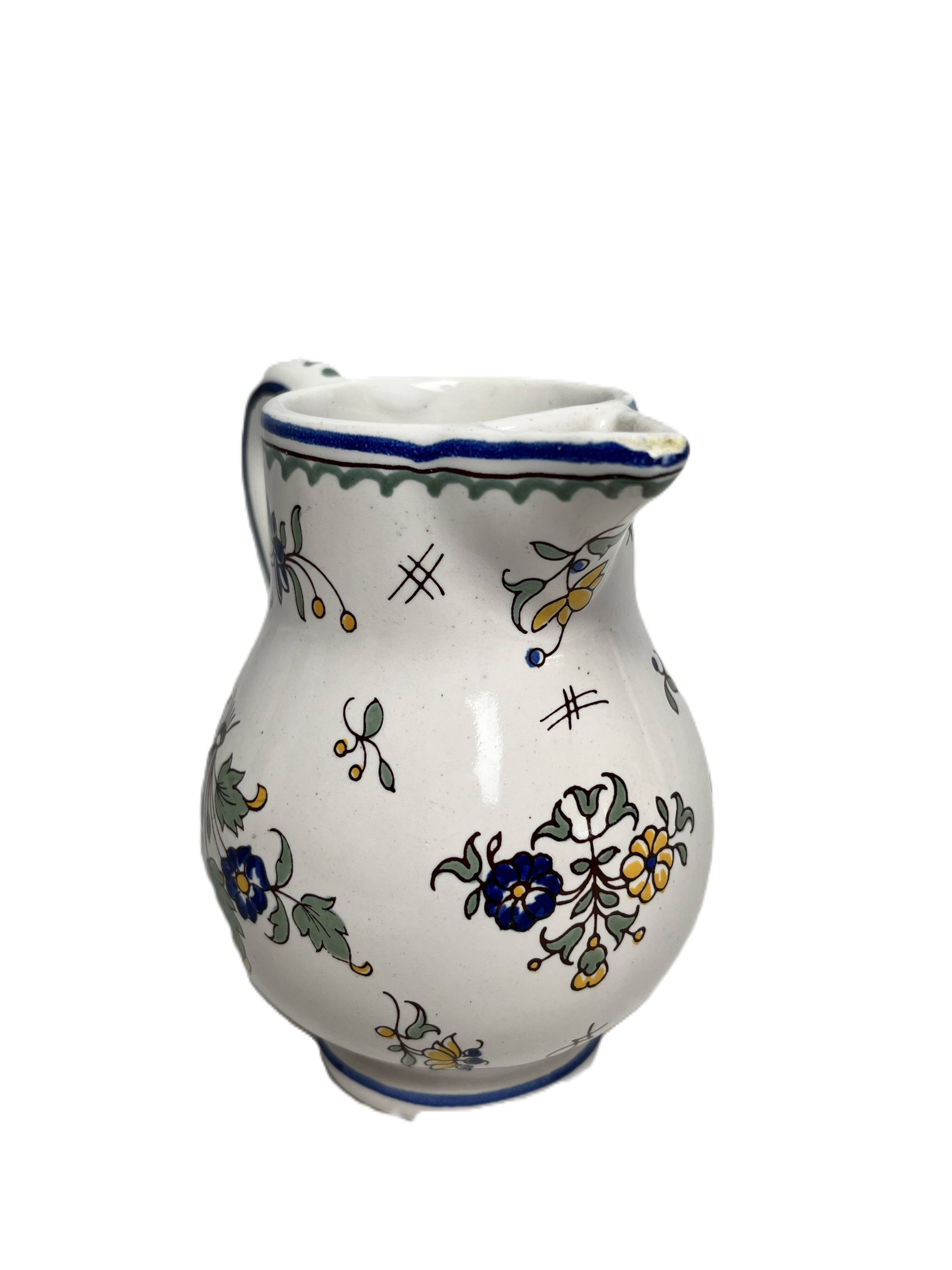 Pérouges, polychrome earthenware pitcher, 20th century