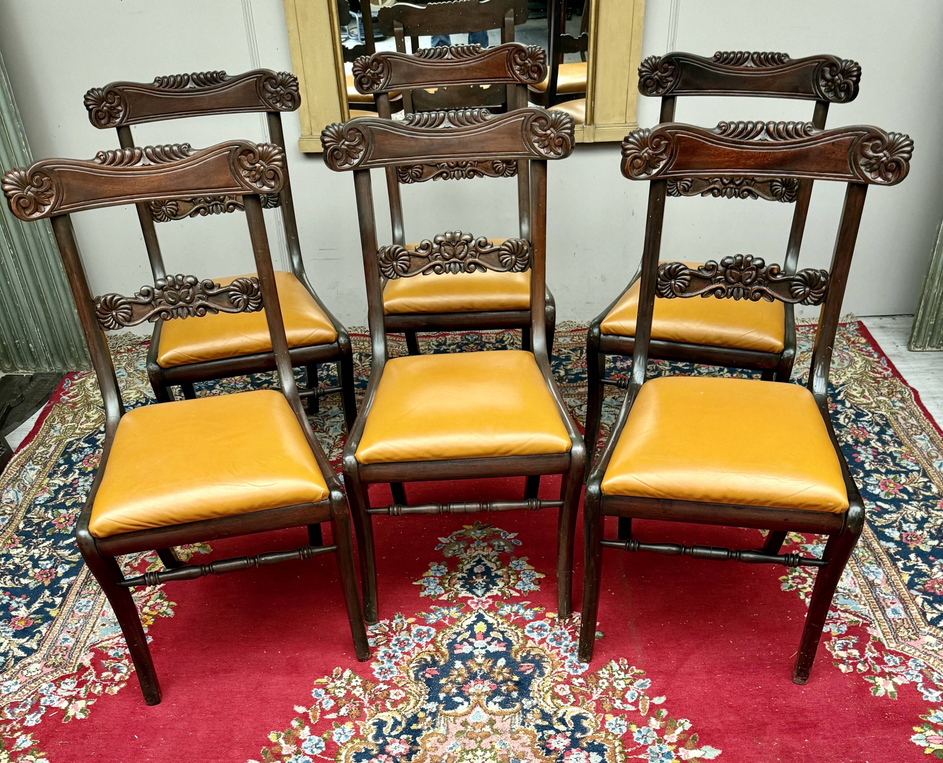 Set of six mahogany chairs