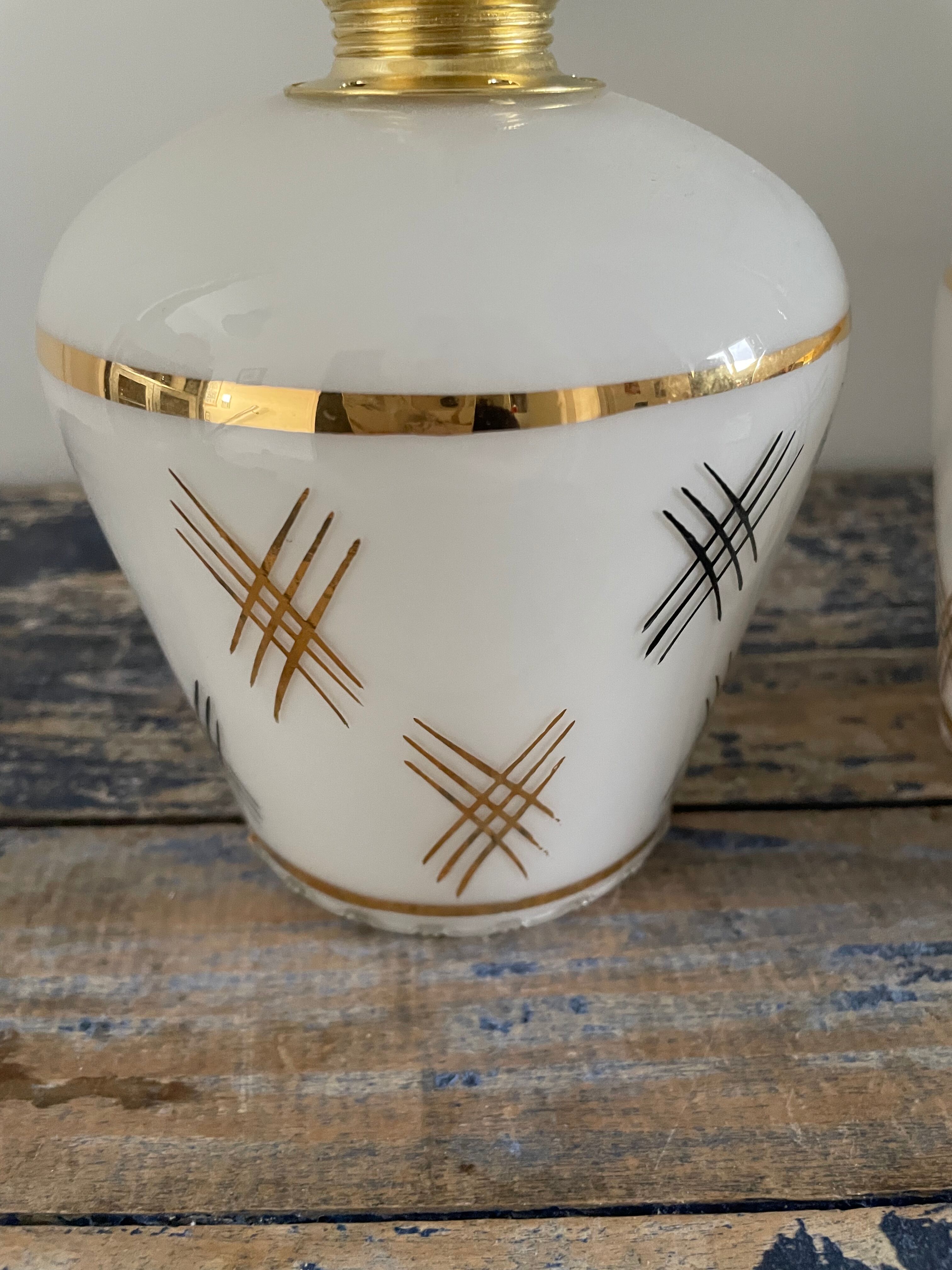 Pair of vintage white opaline sconces