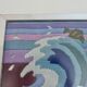 Futuristic tapestry, made of wool, framed, seagulls, ocean, fish, 1970.