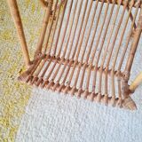 Vintage rattan and bamboo side table – 1960s Riviera style -