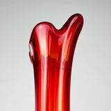 Mid-century red glass vase, Italy, 1970s