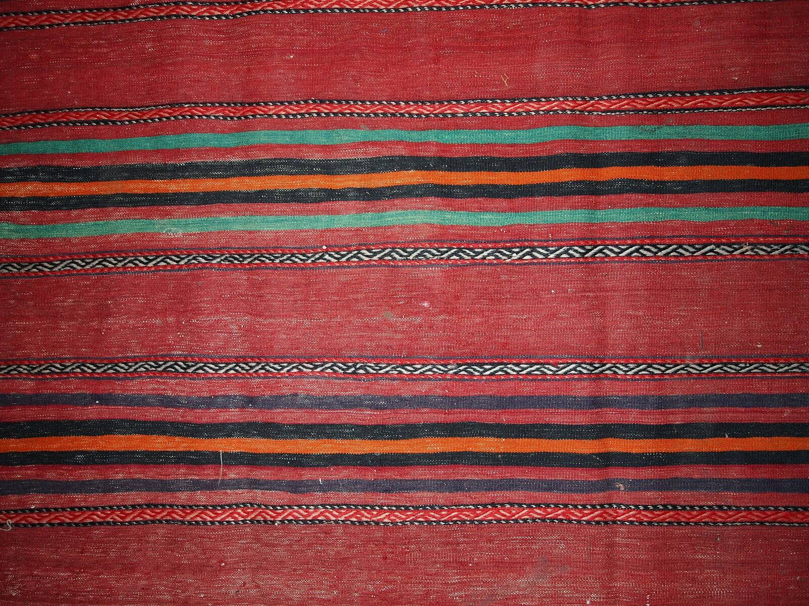 Kilim vintage fait main Ardabil persan 139cm x 288cm (1940s)