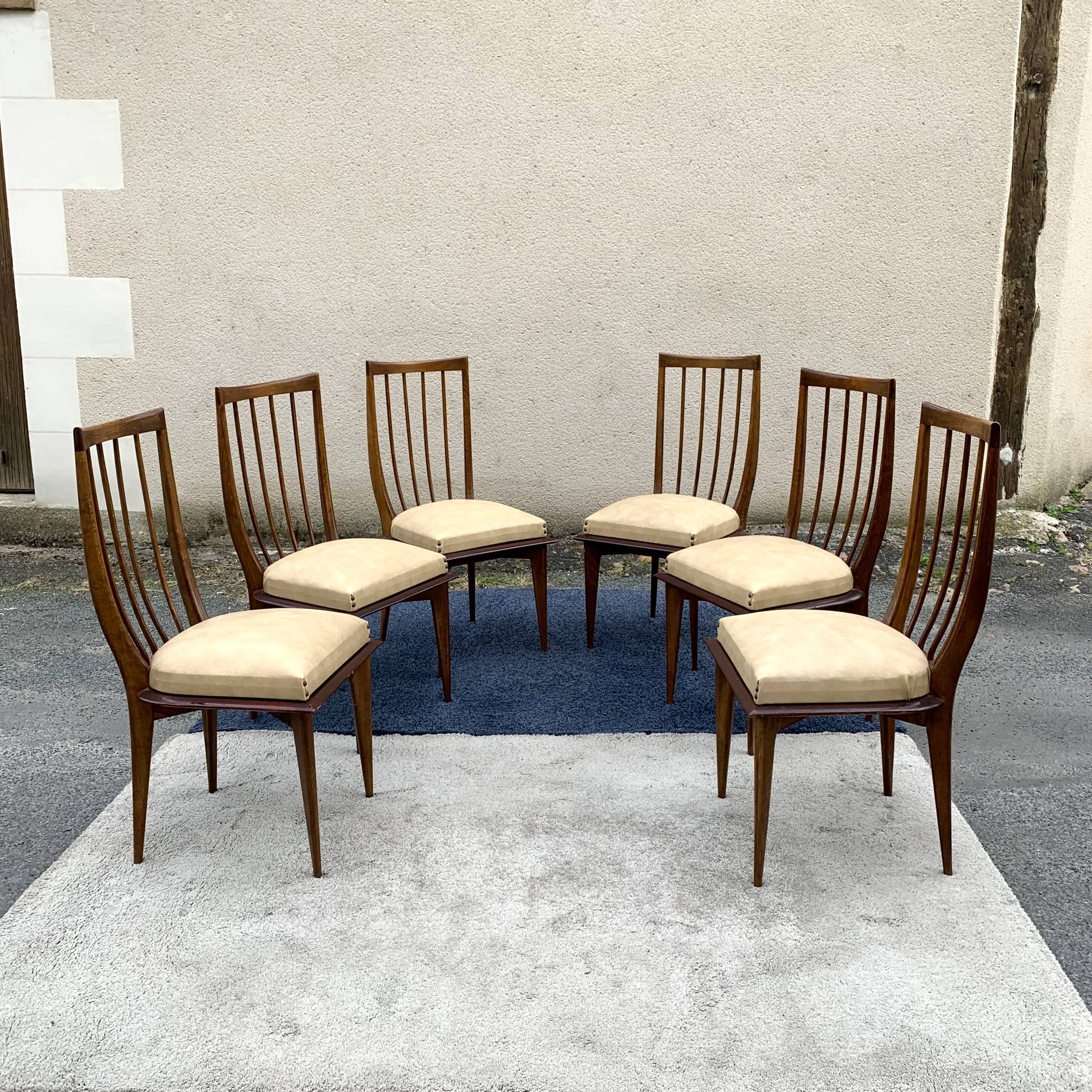 Set of 6 Scandinavian-inspired chairs from the 1960s