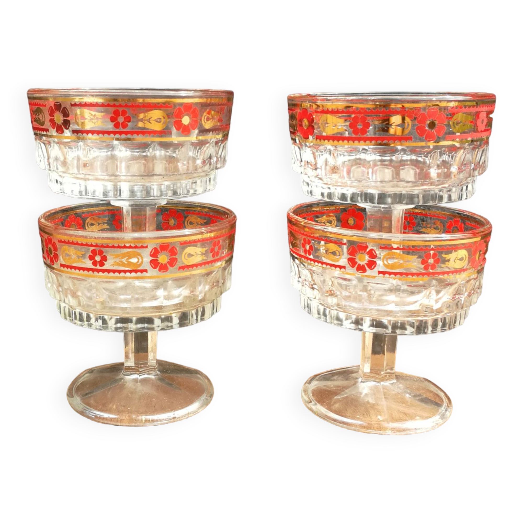 4 70's dessert/champagne glasses