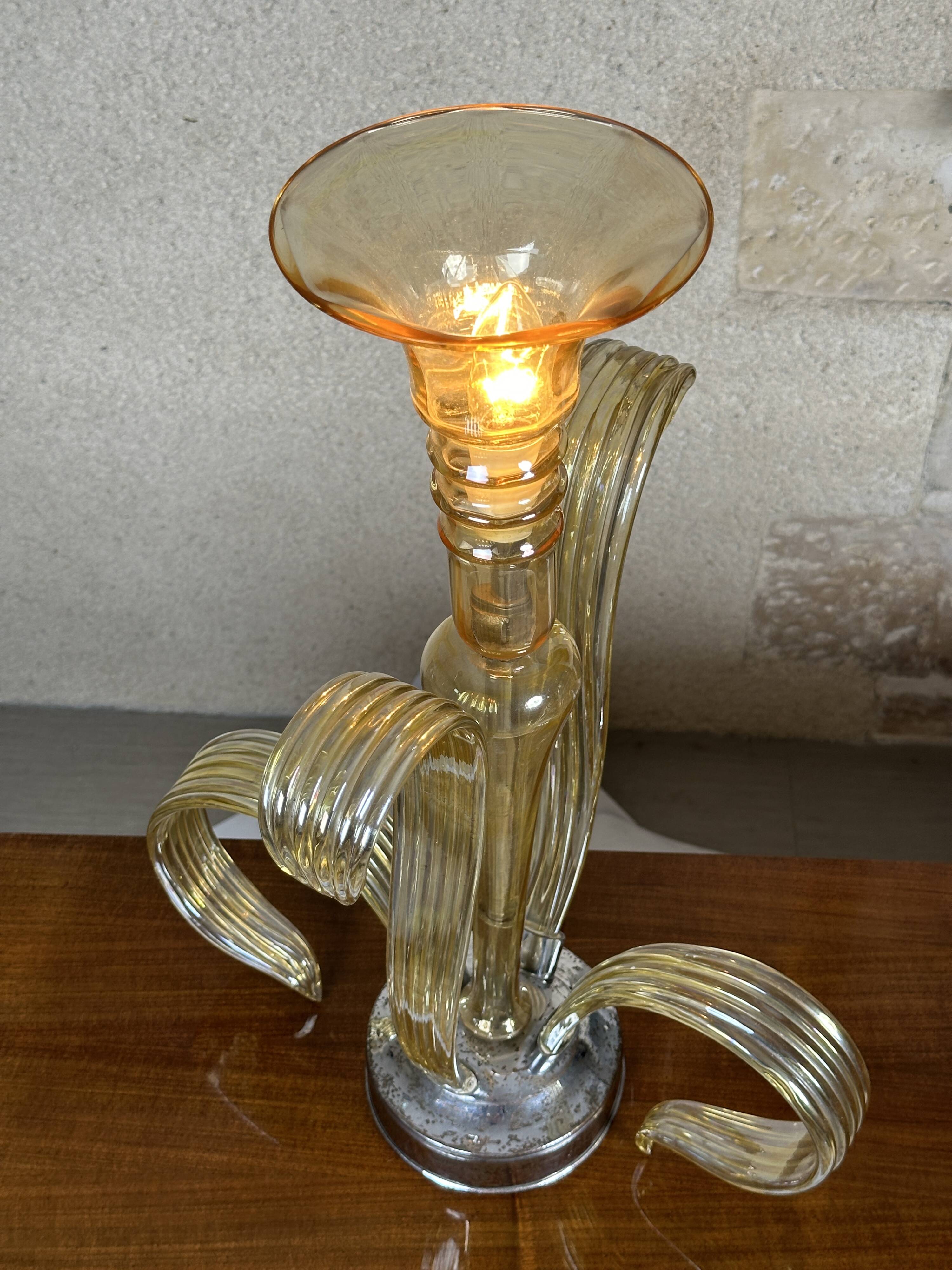 Murano glass sculpture lamp – attributed to Galliano Ferro, 1970s