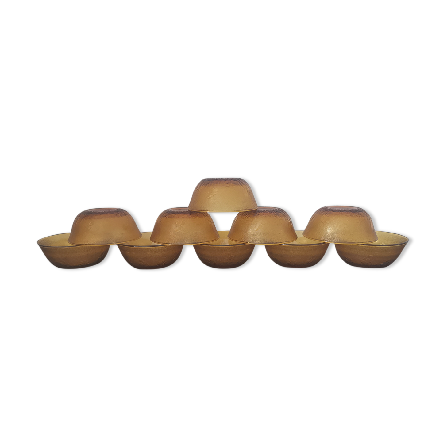 10 ramequins en verre ambré made in France vintage 70'S