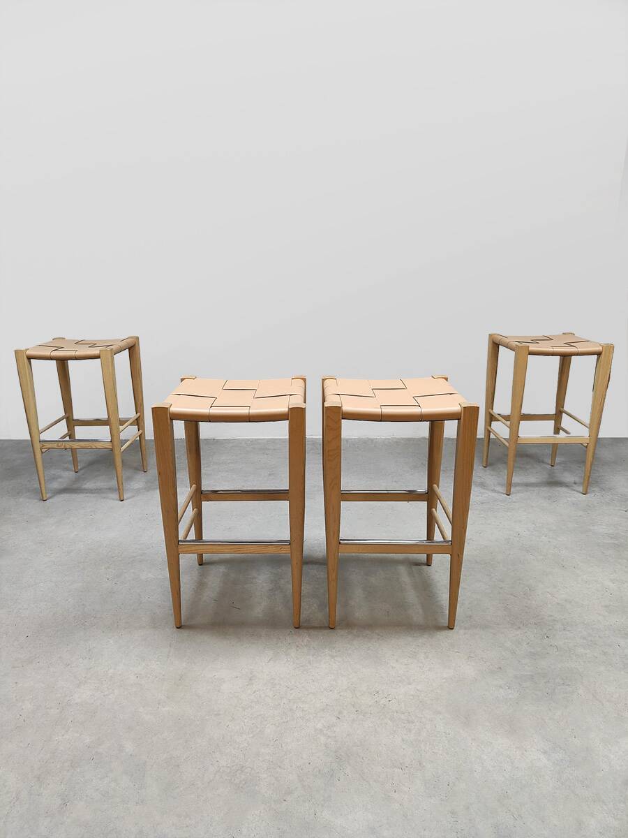 Set of 4 Italian design Vincent barstools Billiani