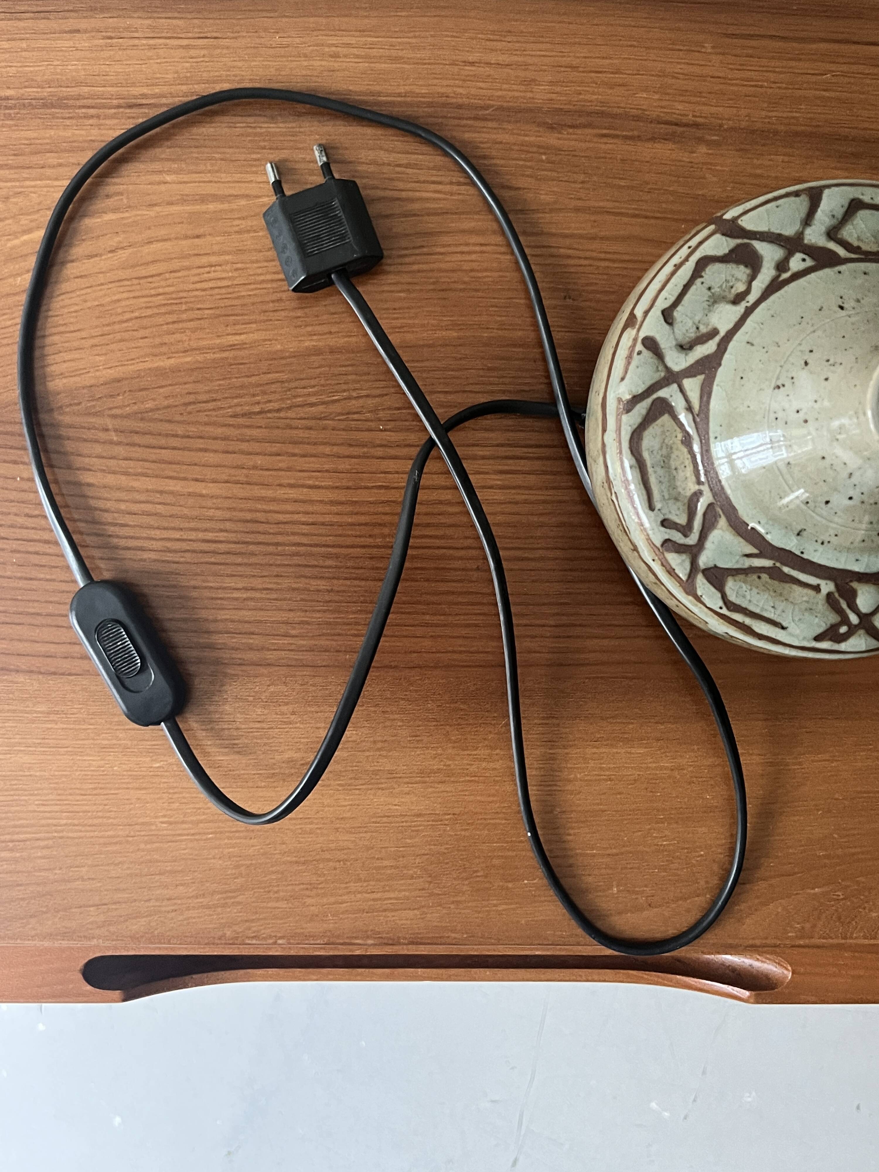 Signed glazed ceramic lamp base, circa 1950
