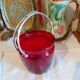 Vintage crystal ice bucket with silver-plated handle.