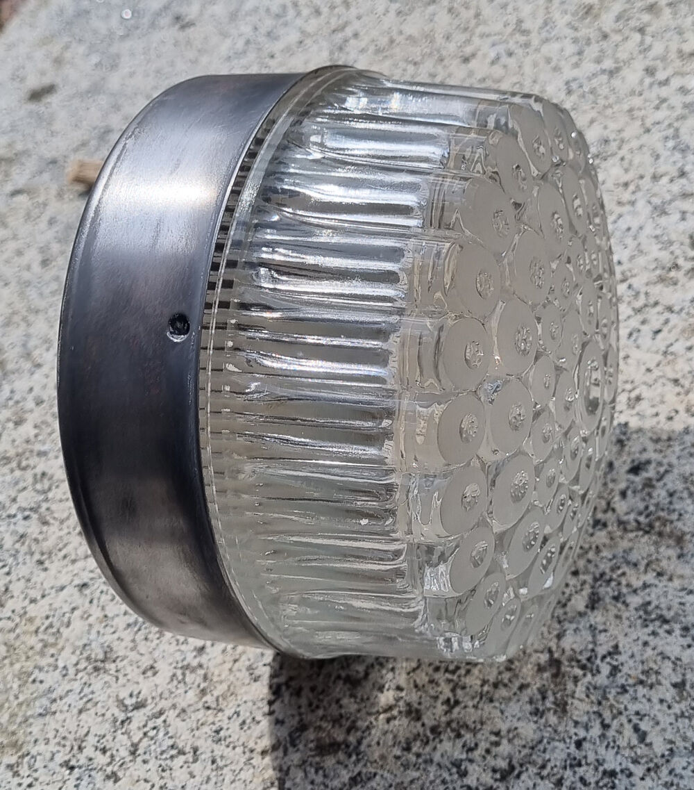 Pair of aluminum and glass wall lights, vintage 50s
