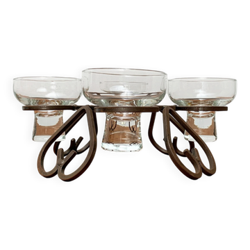 Danish chandelier in metal and glass, 1960s