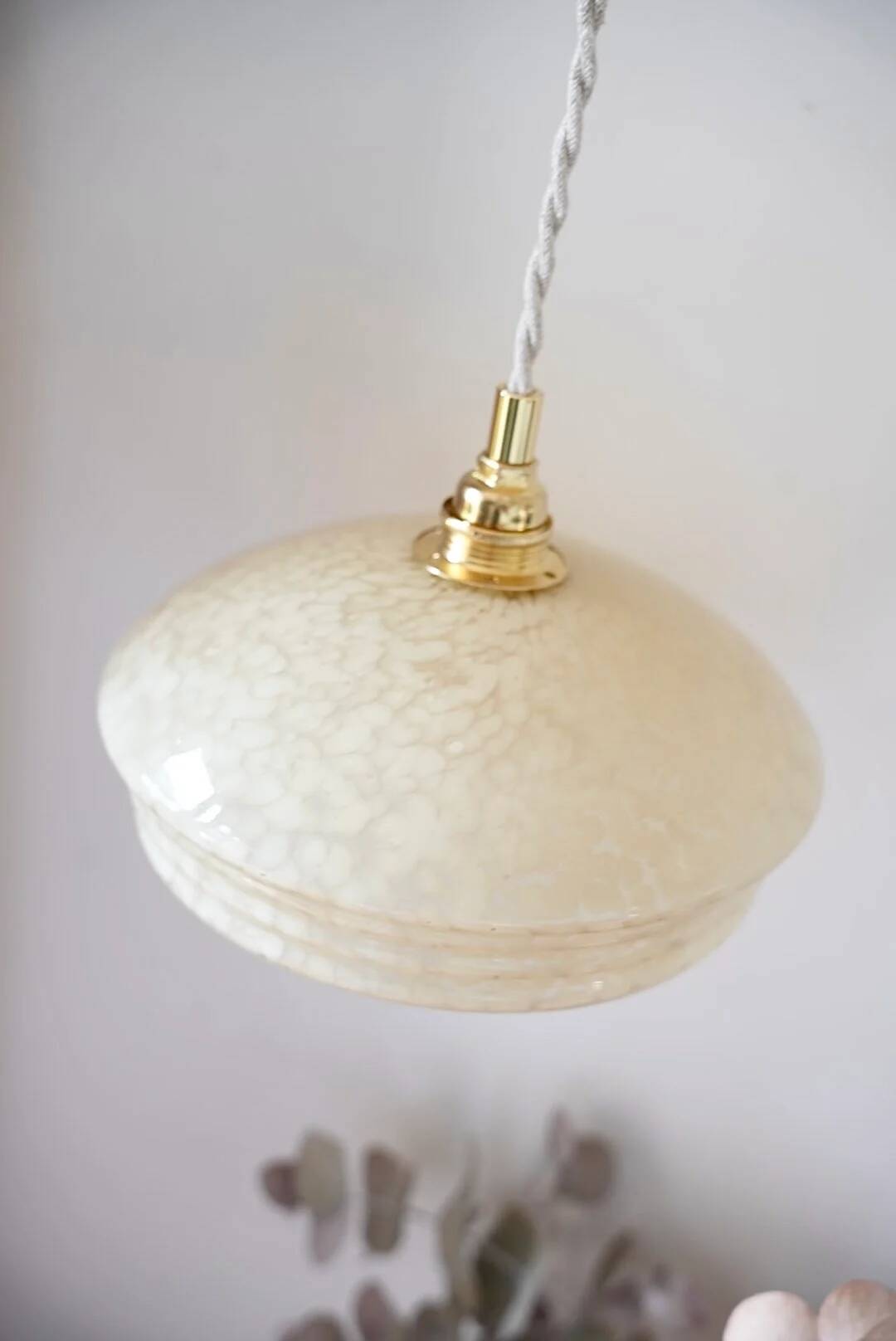 Suspension en verre de Clichy jaune