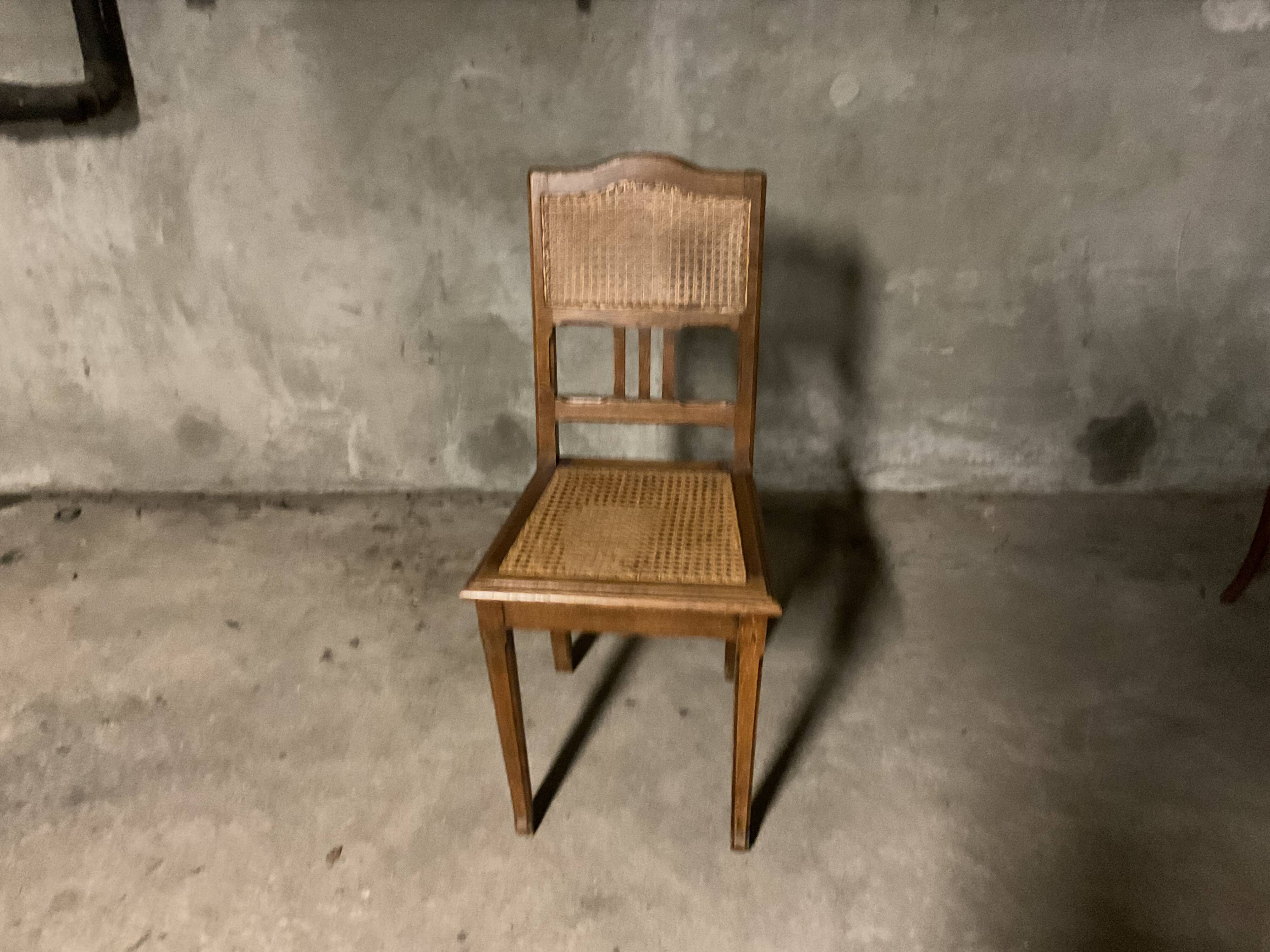 Vintage rattan wicker oak chair
