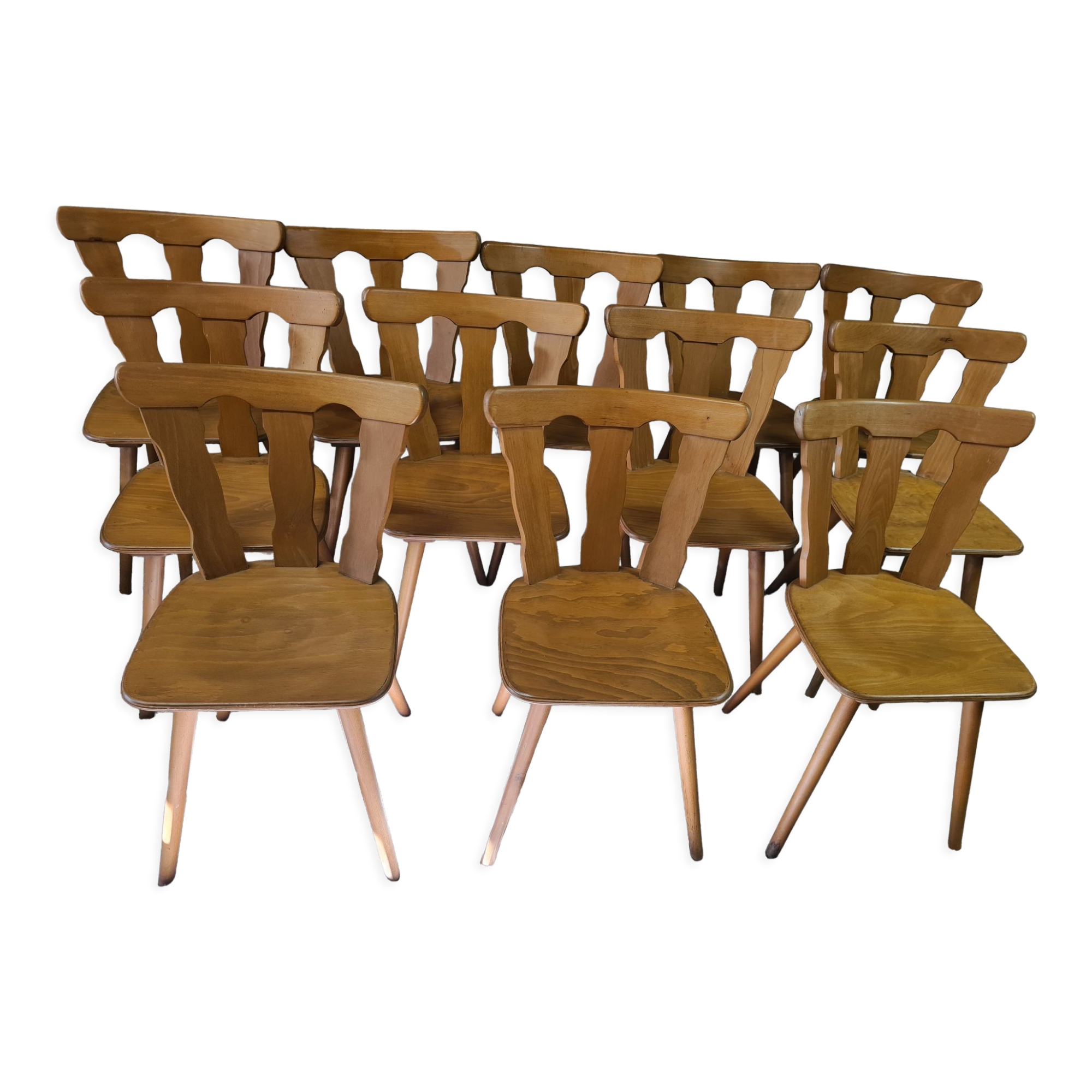 Set of 12 vintage Baumann 1970 bistro chairs