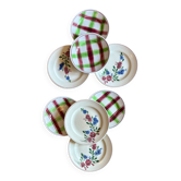 Set of 8 mismatched vintage dessert plates, Sousse and Aigueperse from