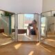 Metal triptych mirror from the 1950s