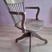 Fauteuil de bureau pivotant en bois laqué gris