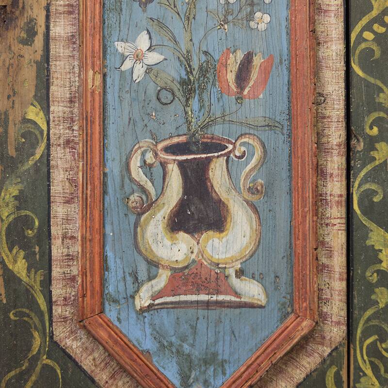 Folk art painted wedding cabinet