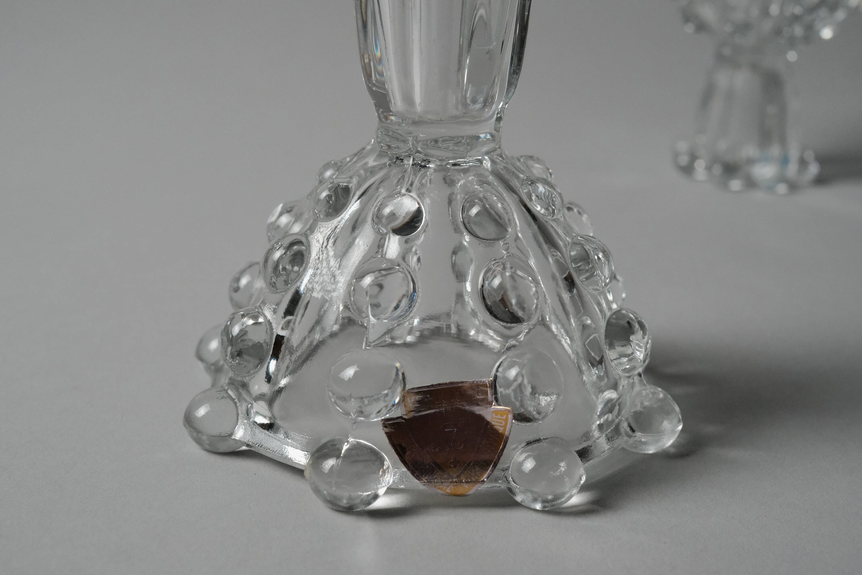 Paire de bougeoirs réversibles en cristal Bohemia, Tchécoslovaquie