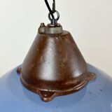 Industrial Blue Enamel and Cast Iron Pendant Light, 1960s