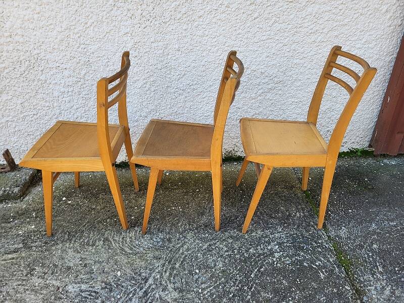 Serie de 3 chaises bistrot 1950
