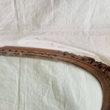 Large Art Deco oval mirror in carved wood - 87 x 53 cm