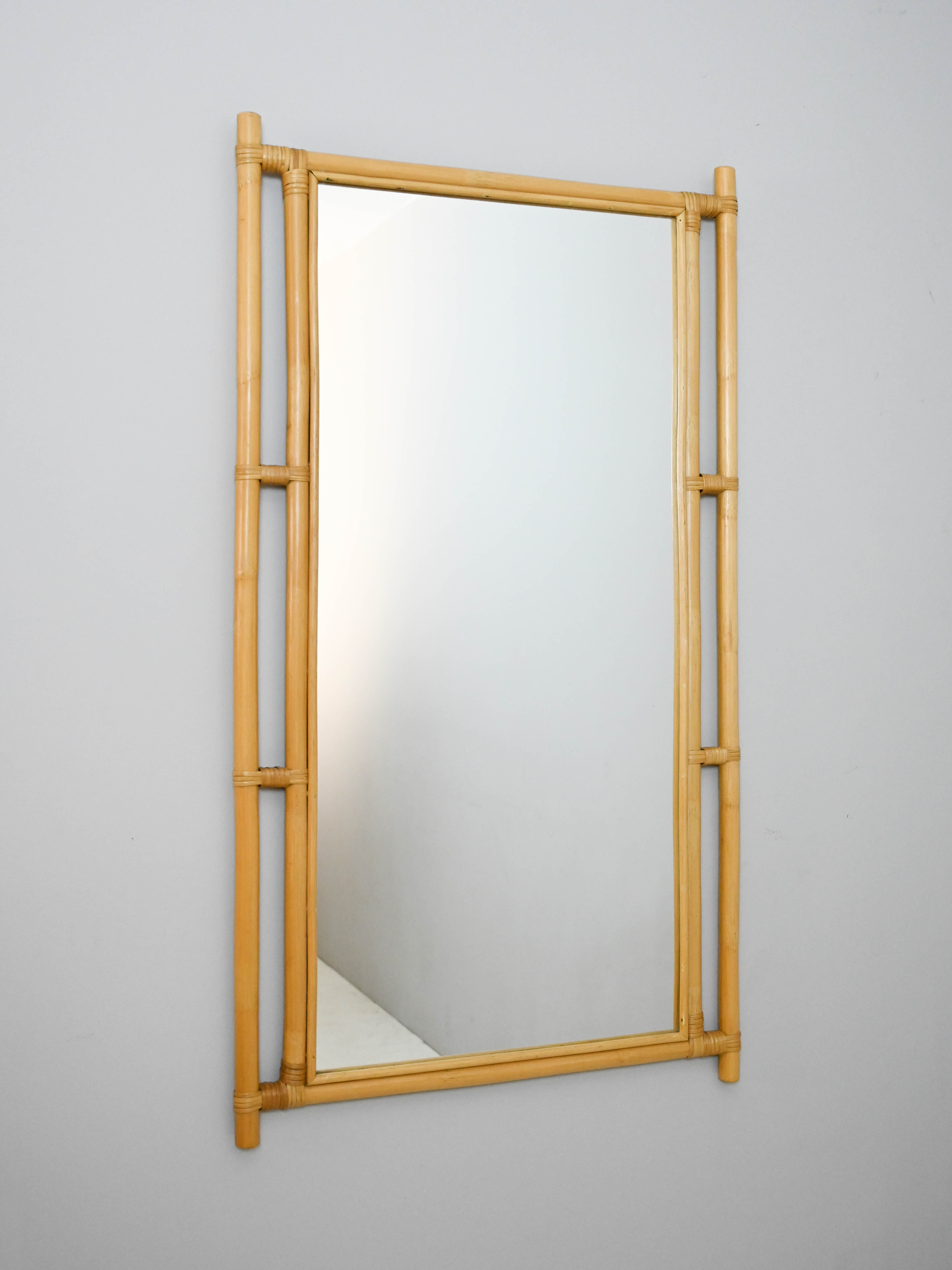 Mirror with bamboo frame