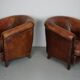 Fauteuil Club Vintage en Cuir Couleur Cognac, Pays-Bas, Set de 2