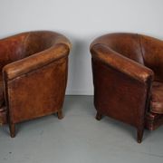 Fauteuil Club Vintage en Cuir Couleur Cognac, Pays-Bas, Set de 2