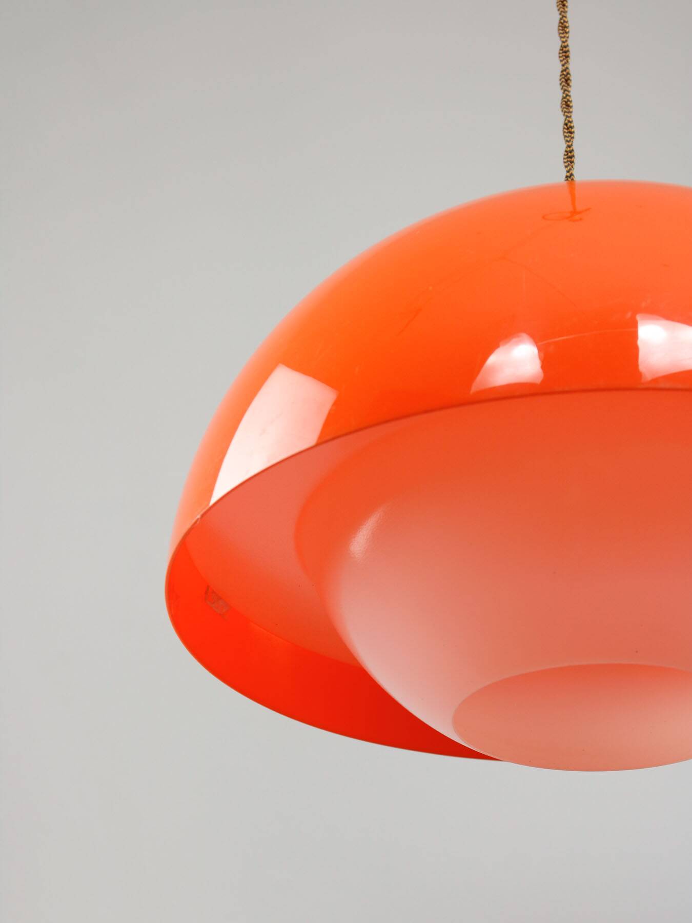 Italian Space Age Pendant in Chrome and Orange Plexiglass, 1970s