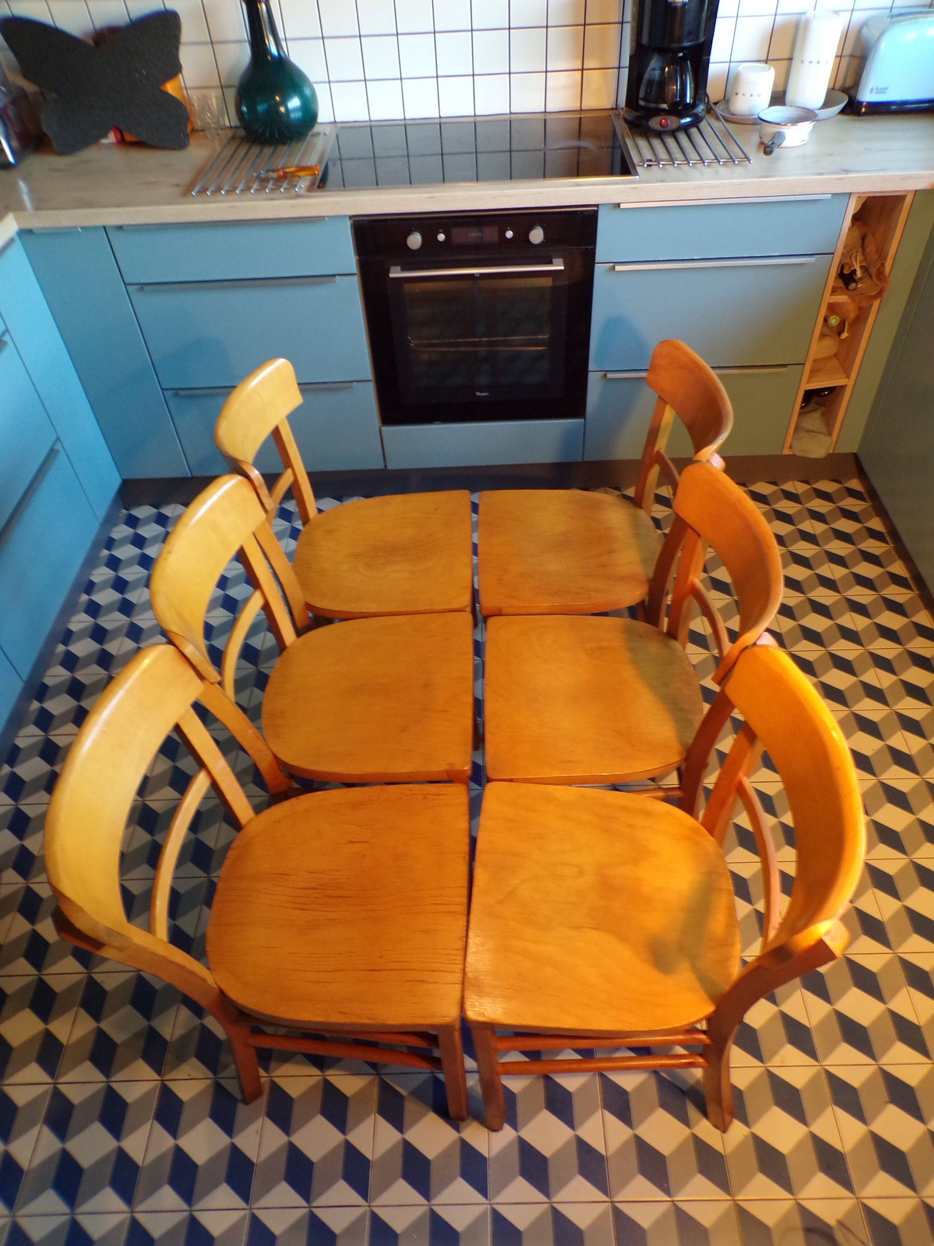 Set of 6 1950s bistro chairs