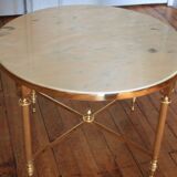 Marble and brass round coffee table