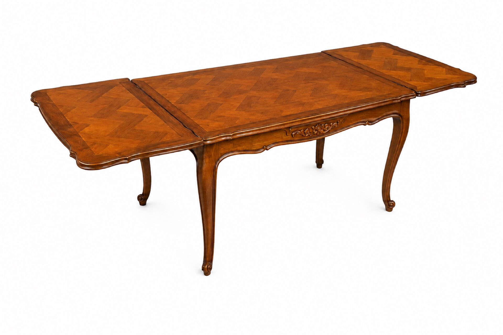 Table de style Louis XV chêne massif à rallonge