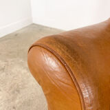 Ensemble de deux fauteuils vintage en cuir de cognac Amsterdam