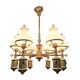 Large antique Empire-style chandelier — gilded brass & opaline glass