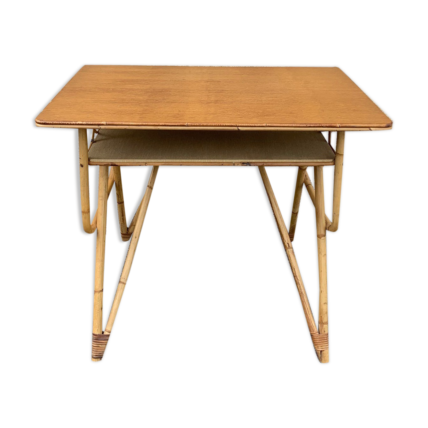 Rattan desk with locker, 1950