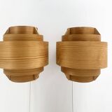 Pair of V-327 pine wall lights Hans-Agne Jakobsson for AB Markaryd, 1960