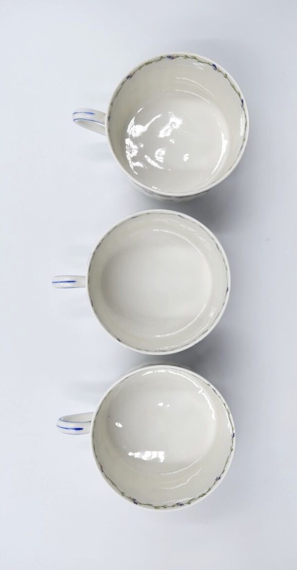 Three cups and under porcelain tea cups from Limoges Haviland barbed-wire décor