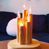 Vintage Swedish pine electric candelabra, 70s/80s