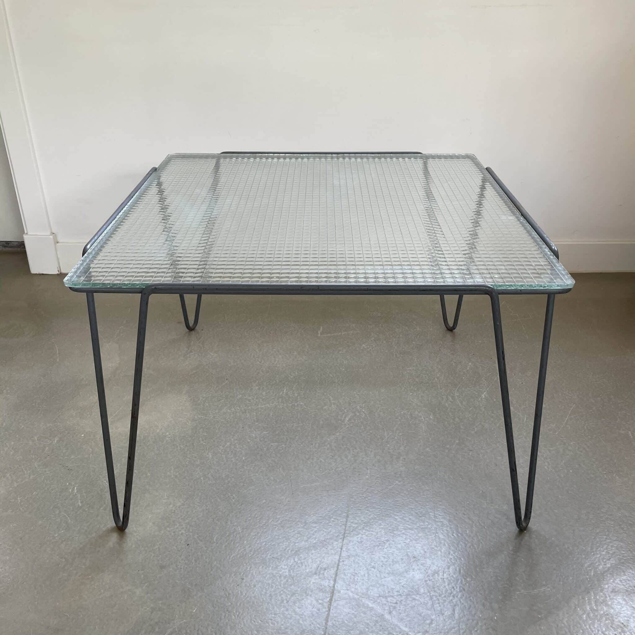 Minimalist, industrial side or coffee table, Arnold Bueno de Mesquita, 1950s