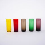 Set of coloured glasses, Italian design, 1960s, made in Italy