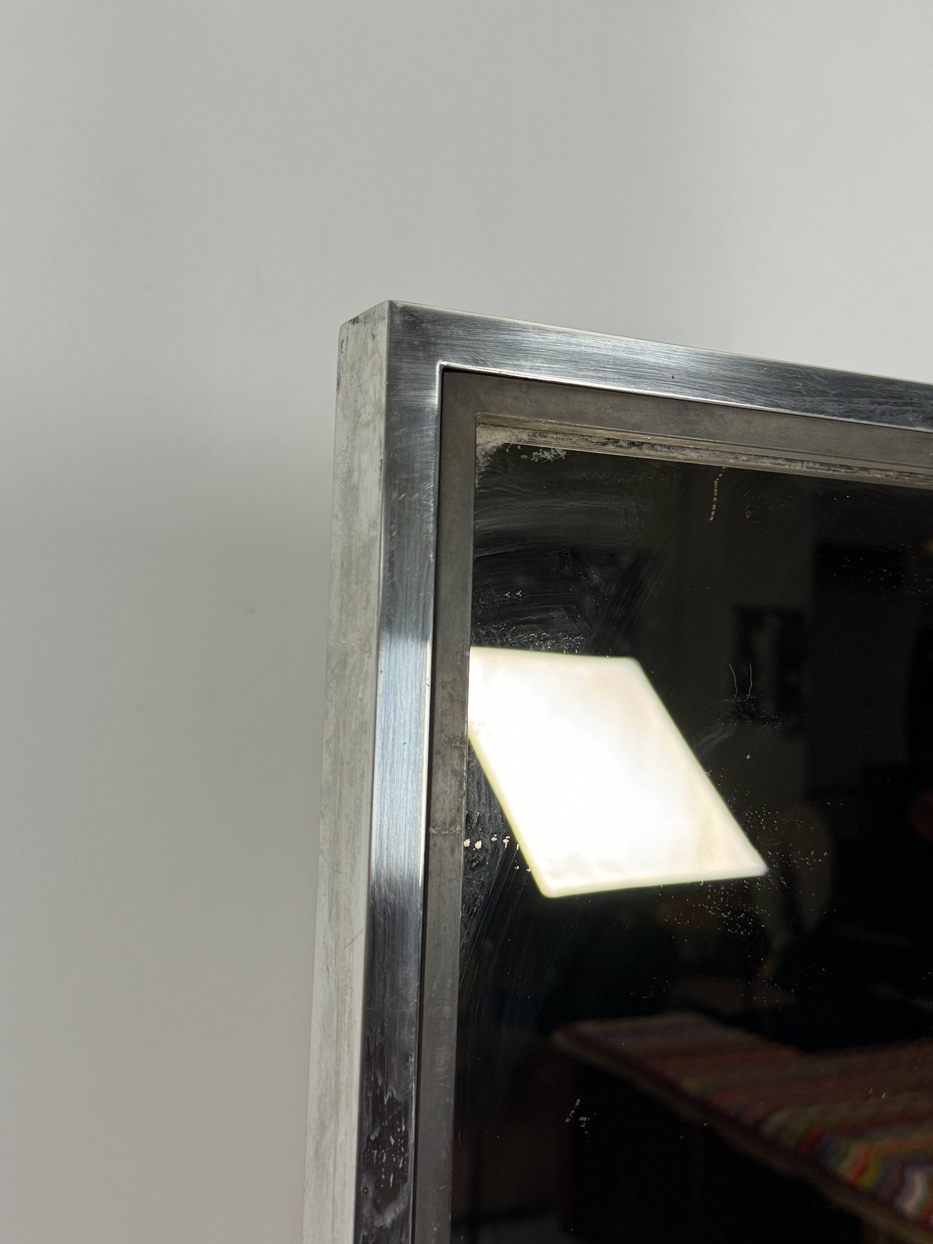 Italian vintage Romeo Rega chrome and brass mirror from 70s