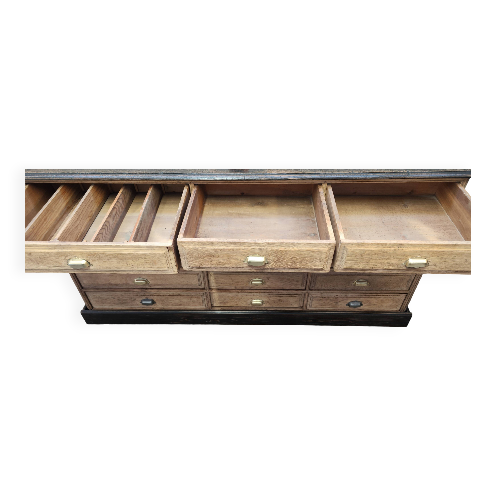 Old oak cabinet with fifteen drawers