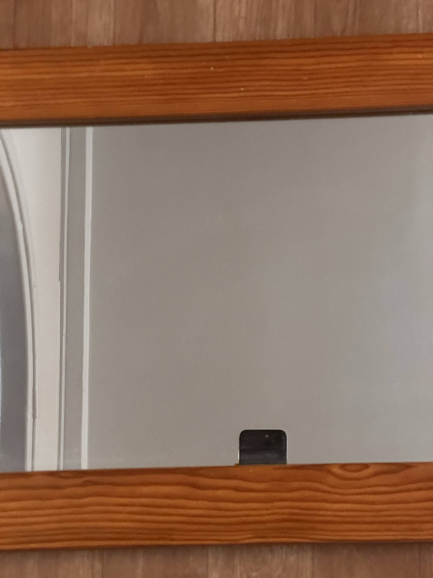 Large octagonal wall mirror in pine, 1970s – 103 × 40 cm
